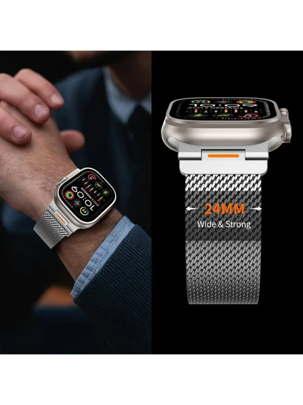 Stylish Magnetic Stainless Steel Milanese Loop Band for Apple Watch 49mm-42mm
